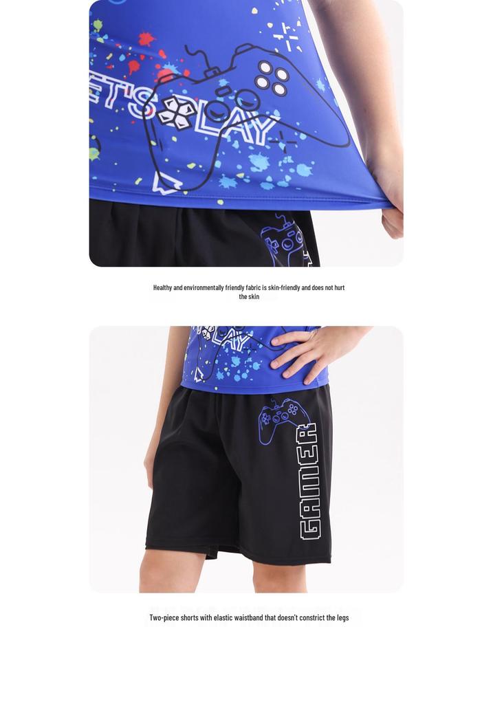 2025 Boys' Two-Piece Sun Protection Swim Set: Swimsuit & Trunks for Children and Teens