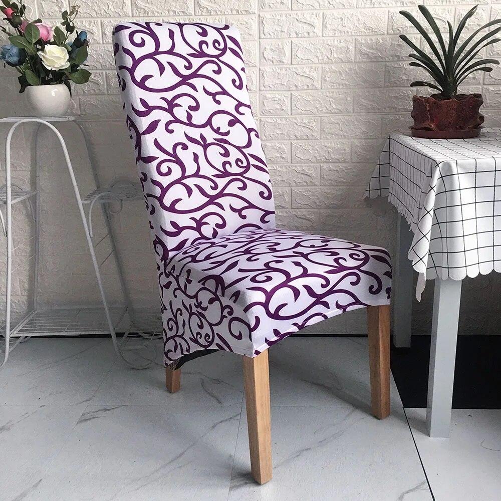 Printed King Back Chair Cover Stretch Large XL Size Chair Covers for Dining Room Home Hotel Banquet Decor Long Seat Protectors