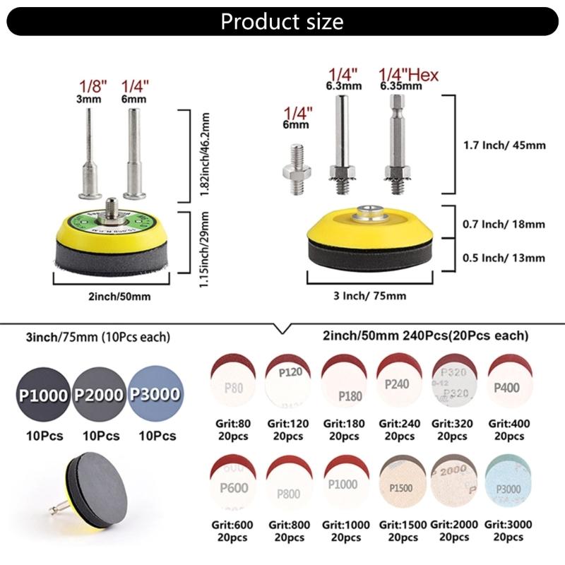 Pack of 279 Sandpaper Discs Suitable for Angle Grinders Efficient Wood & Metal Finishing Smoothing Quick Easy Attachment
