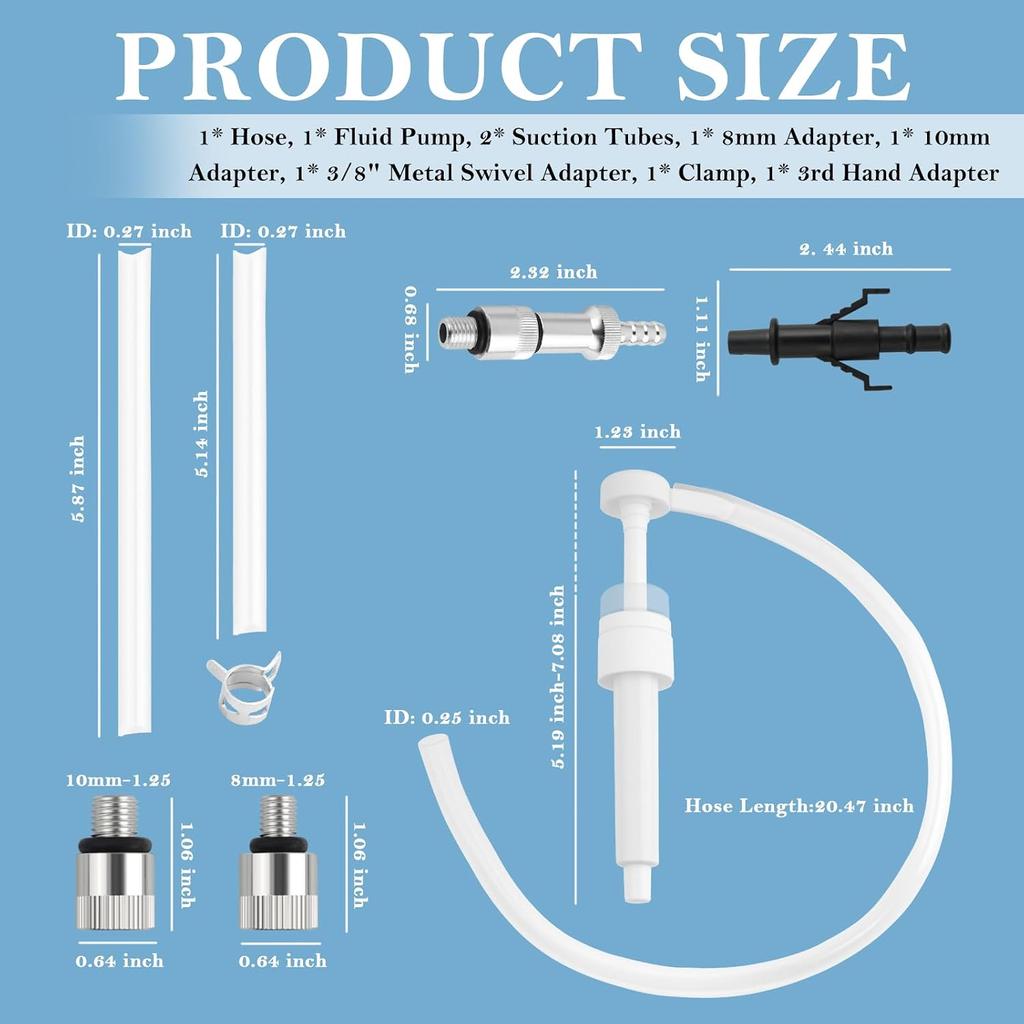 Transmission Fluid Pump with 3/8" Swivel,Lower Unit Gear Oil Pump Kit with 10mm & 8mm Adapters & Flexible Fill Tube,Professional Differential Fluid