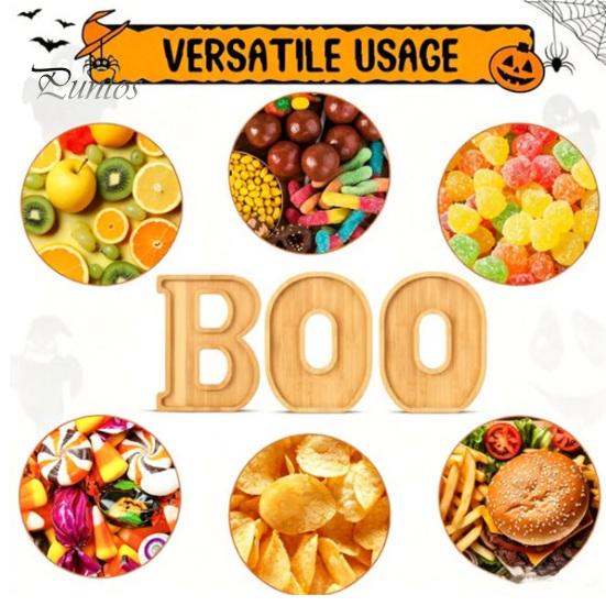 Themed Party Appetizer Board 3Pcs Halloween BOO Letters Fruit Tray, Large Fillable Candy Server, Snacks Creative Food Presentation Cookies Platter,