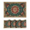 Snowflakes Floral Ethnic Boho Christmas Placemats Set of 4, Washable Heat Resistant Non-Slip Plastic PVC Place Mats