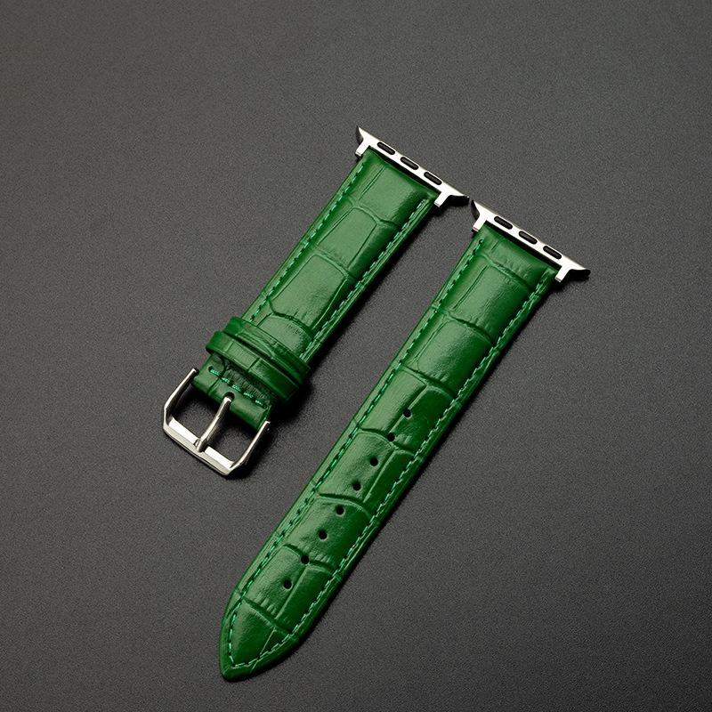 Genuine Leather Bamboo Grain Slim Apple Watch Band for Men & Women - iWatch Ultra Style