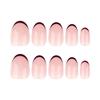 Simple French Red Manicure Short Round Press-On Nails