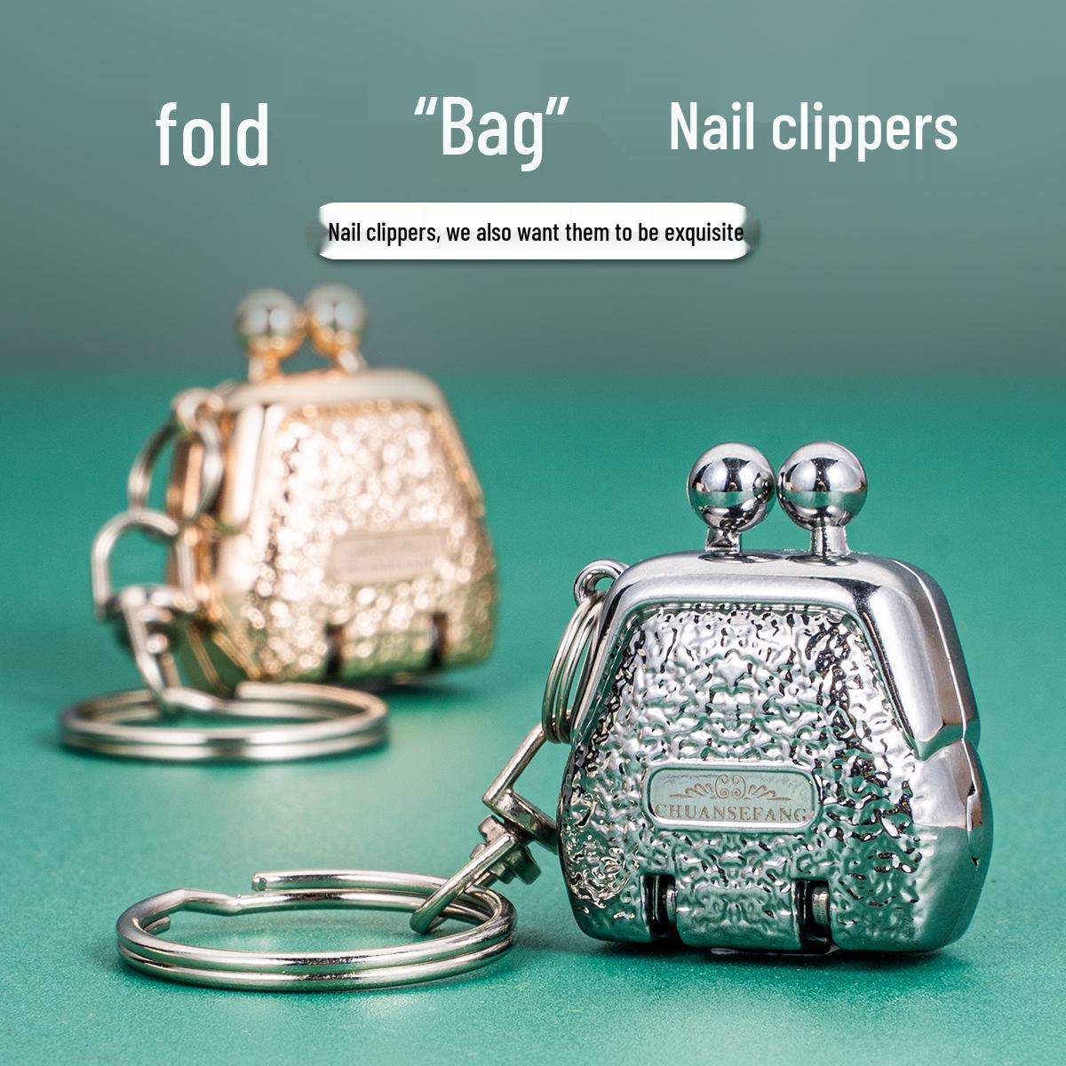 

Spot Bags Mini Folding Stainless Steel Nail Clippers Set with Keychain Pendant