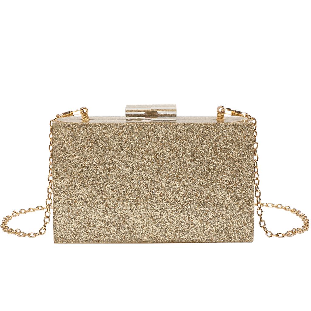 Sequined Acrylic Box Party Clutches Wedding Evening Bags for Women Designer Female Purses and Handbags Chic Chain Shoulder Bag