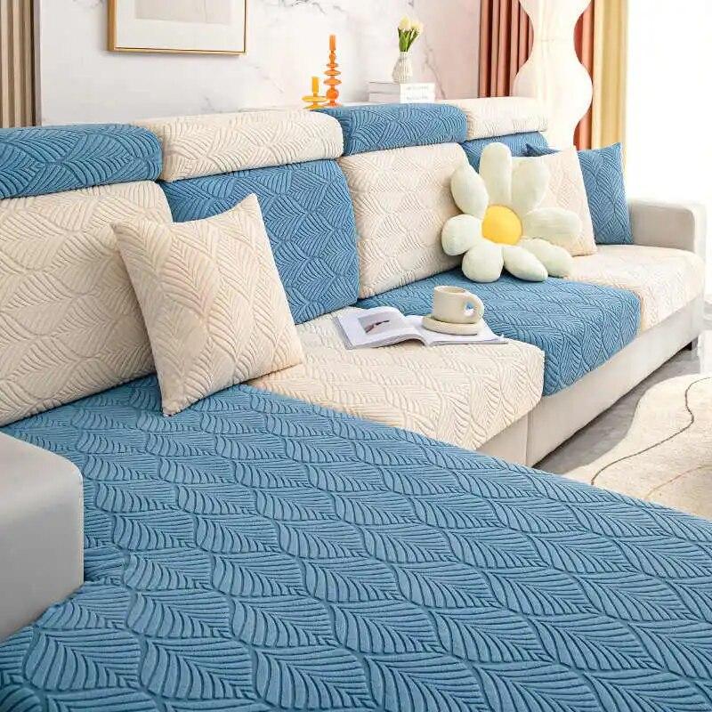Winter Jacquard Fleece Sofa Cushion Covers Non Slip Elastic Couch Cover Universal Protective Slipcovers