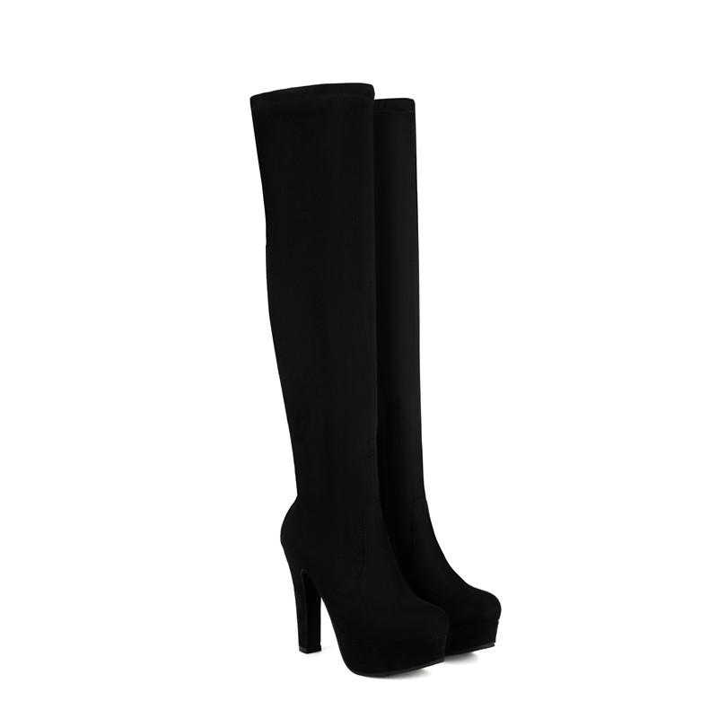 Women's high-heeled boots, sexy European and American style autumn and winter new waterproof table, fine-heeled large-size knee boots