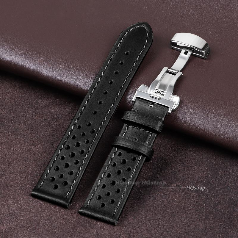 

Vintage Genuine Leather Watch Strap 18mm 20mm 22mm with Butterfly Buckle Universal Cowhide Watchband Breathable Sport Wristbelt 22mm