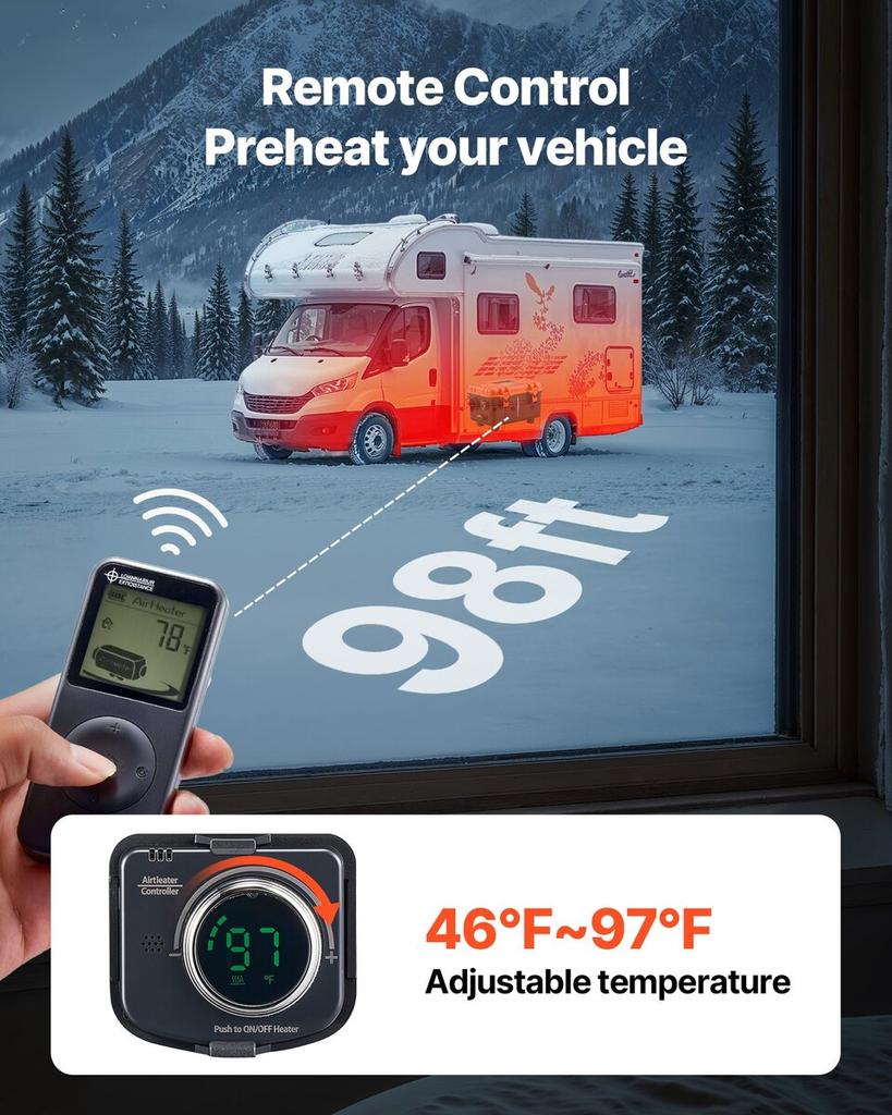 Diesel Heater, 8KW, DC 12V/24V, All in One Portable Diesel Air Heater with Remote Control and LCD Screen, Fast Heating Low Noise, 4 L Fuel Tank for