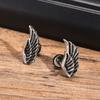 Stainless Steel Jewelry Vintage Devil Wing Man Earrings Angel Wing Feather Stud Gothic Dad Boyfriend Valentine's Day Gift