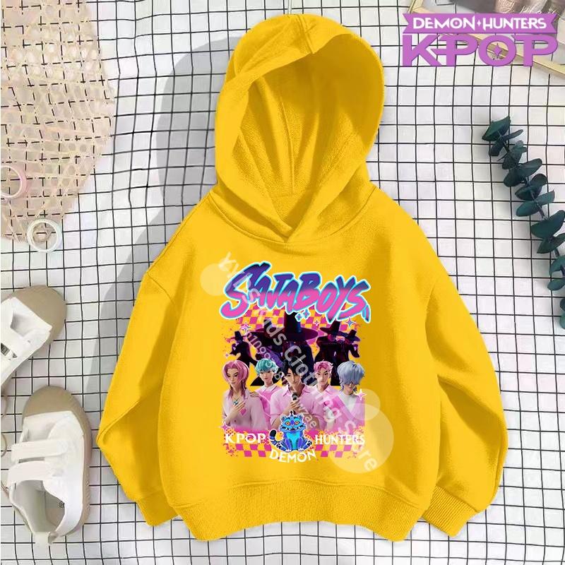K-pop Demon Hunters Hoodies Boys Girls Long Sleeve Outerwear Saja Boys Print Hooded Coat for Children Fashion Pullover Kids Tops