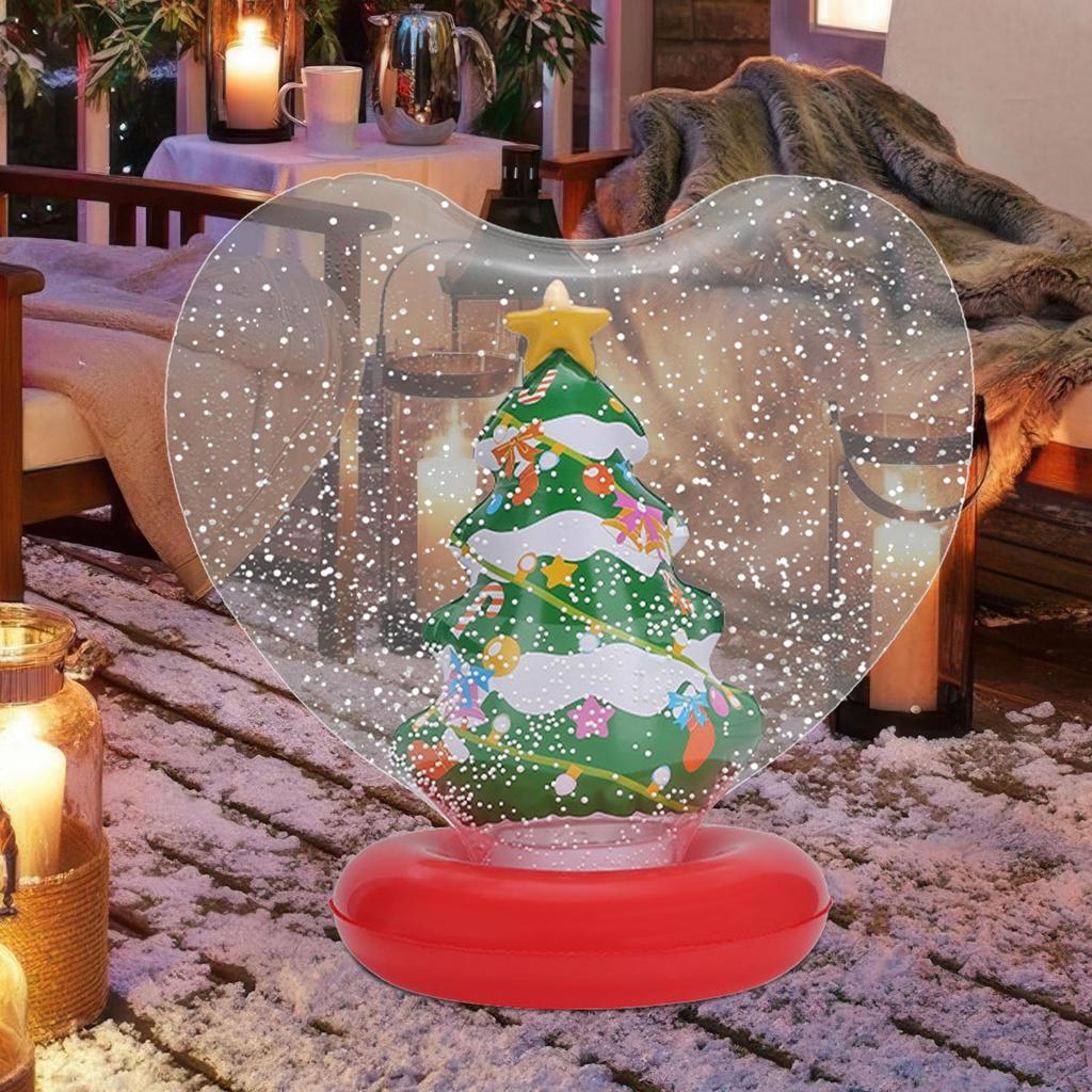 Giant Inflatable Christmas Ball Heart Shape Light Up Christmas Ornaments Figurine Inside Holiday Blow Ball For Outdoor Yard Pool