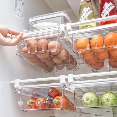 Organizer per frigorifero da cucina, trasparente, per conservare frutta, uova, cibo, sotto il ripiano del frigorifero, organizer per cucina
