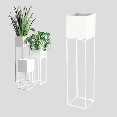 FLOWERPOT Metal Flowerpot Cover White Lorient 19x19x87cm