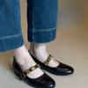 Retro-style Women's Low-heeled Open-toe Single Shoes, Versatile and With A Round Toe.