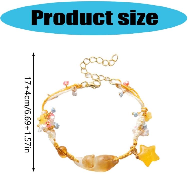 Handcraft Resin Star and Floral Bracelet Including Cats Charm Elegant Jewelry for Everyday Use