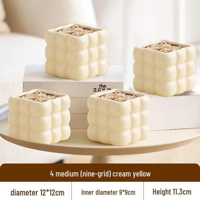 Nordic Style Cream Ceramic Succulent Pot for Phalaenopsis and Green Plants