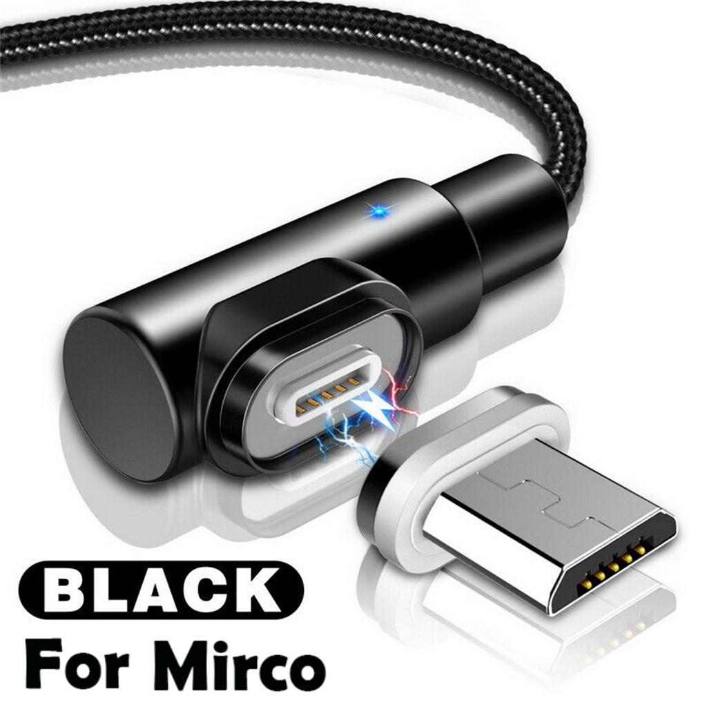 1M 3A 90 Degree Magnetic Fast Charging Charger Data Cable for Mirco USB