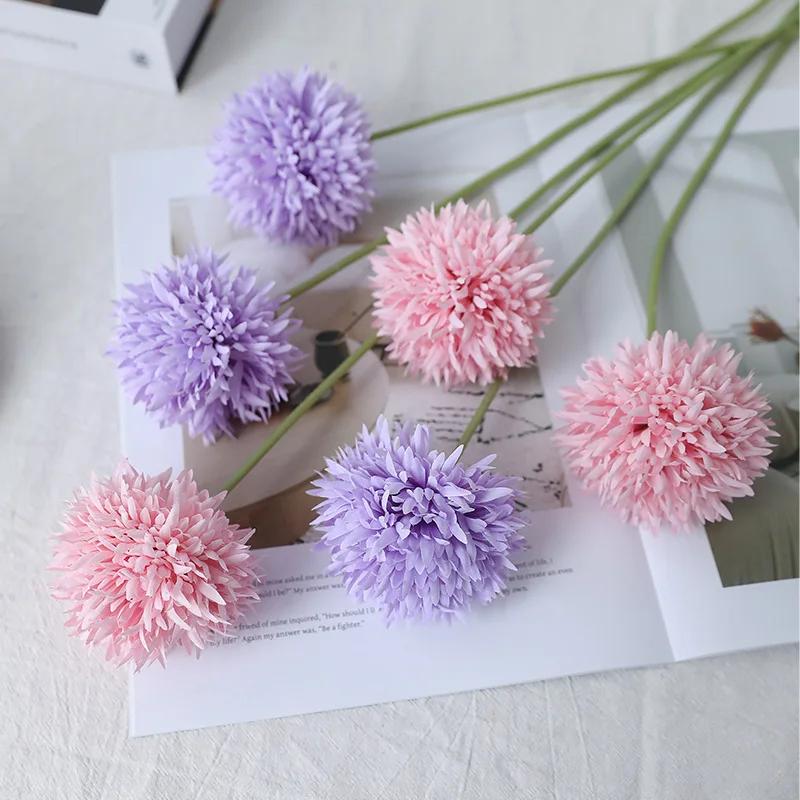 20Pc/lot Artificial Silk Flower Onion Ball Wedding Backdrop Decor Flower Arrangement Fake Dandelion Home Decoration Party Floral