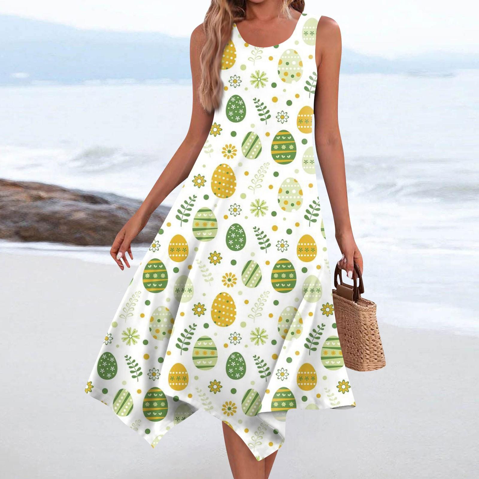 

Женское повседневное модное платье миди без рукавов с круглым вырезом и нерегулярным подолом XXL зелёный