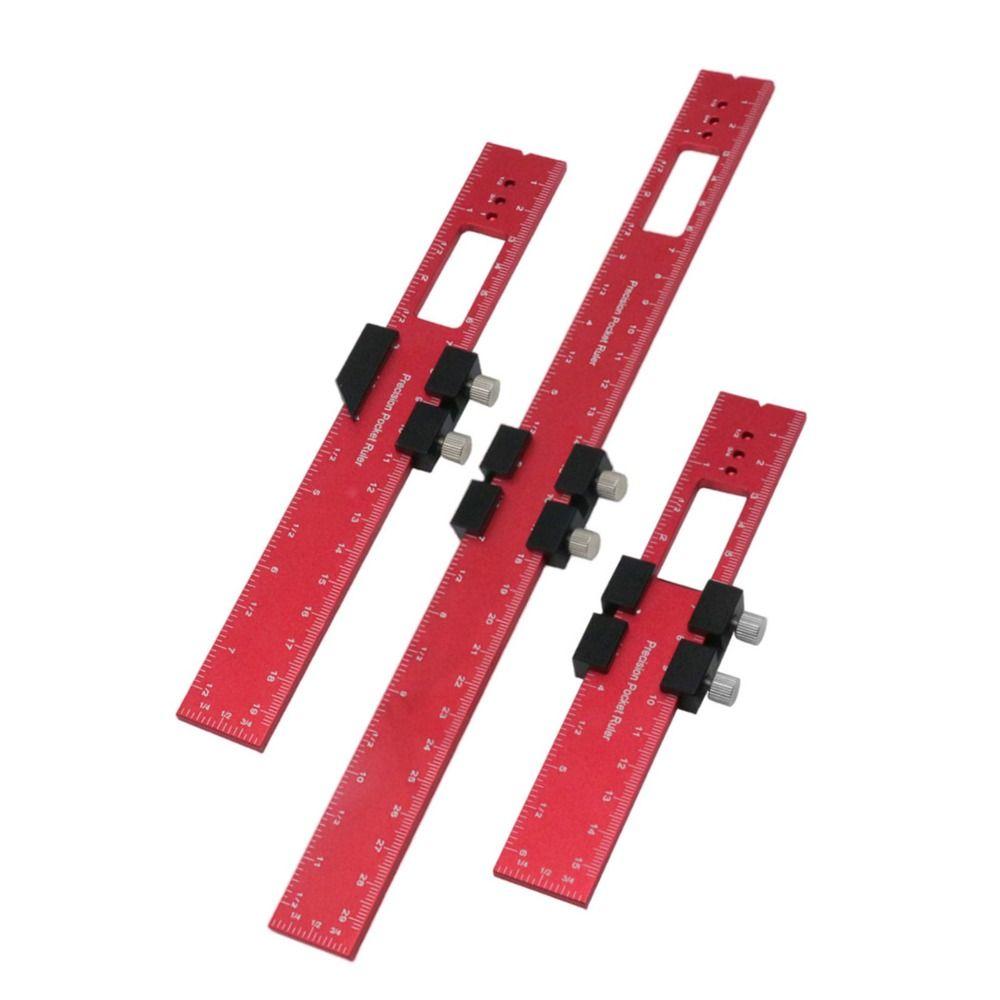 3 pcs Inch and Metric T-Type Scribing Ruler Metal Slide Rule Woodworking, Engineering, DIY