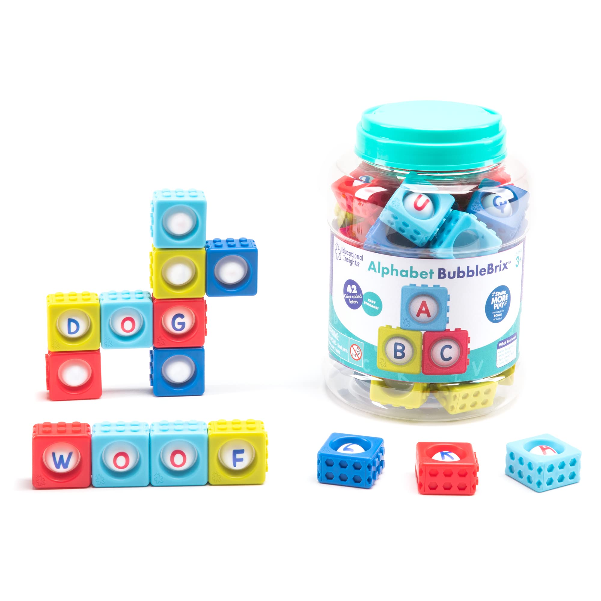 

Learning Resources Alphabet Bubble Bricks 42-Piece Educational Toy, English Blocks, Fidget Toy, EI2598, Authentic