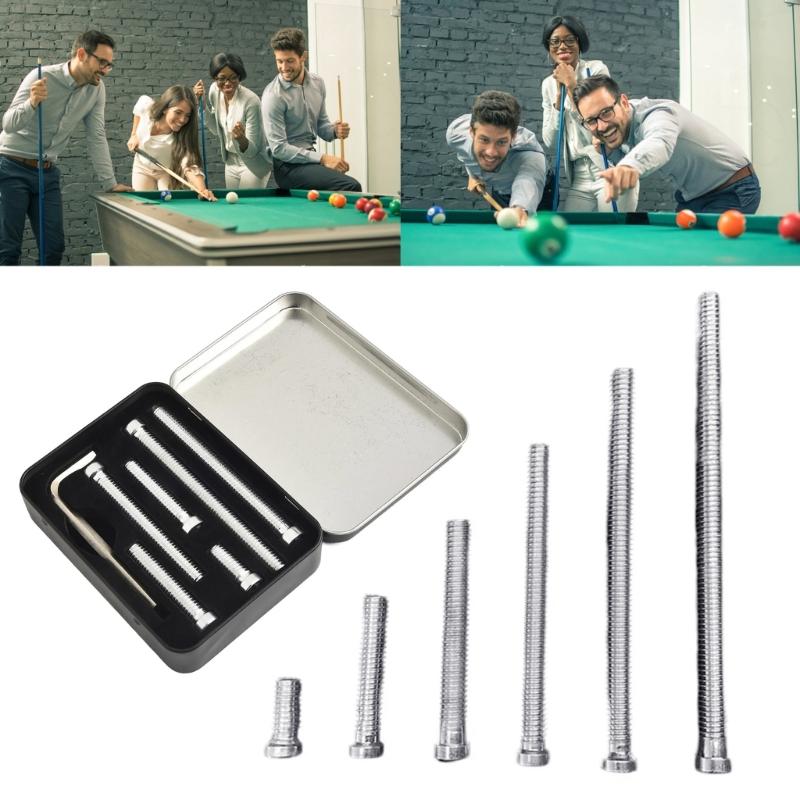 6Pcs Billiard Cue Weight Bolts Screws Replacement Counterweight Screw Pool Cue Weight Bolts Screw With Wrench & Box