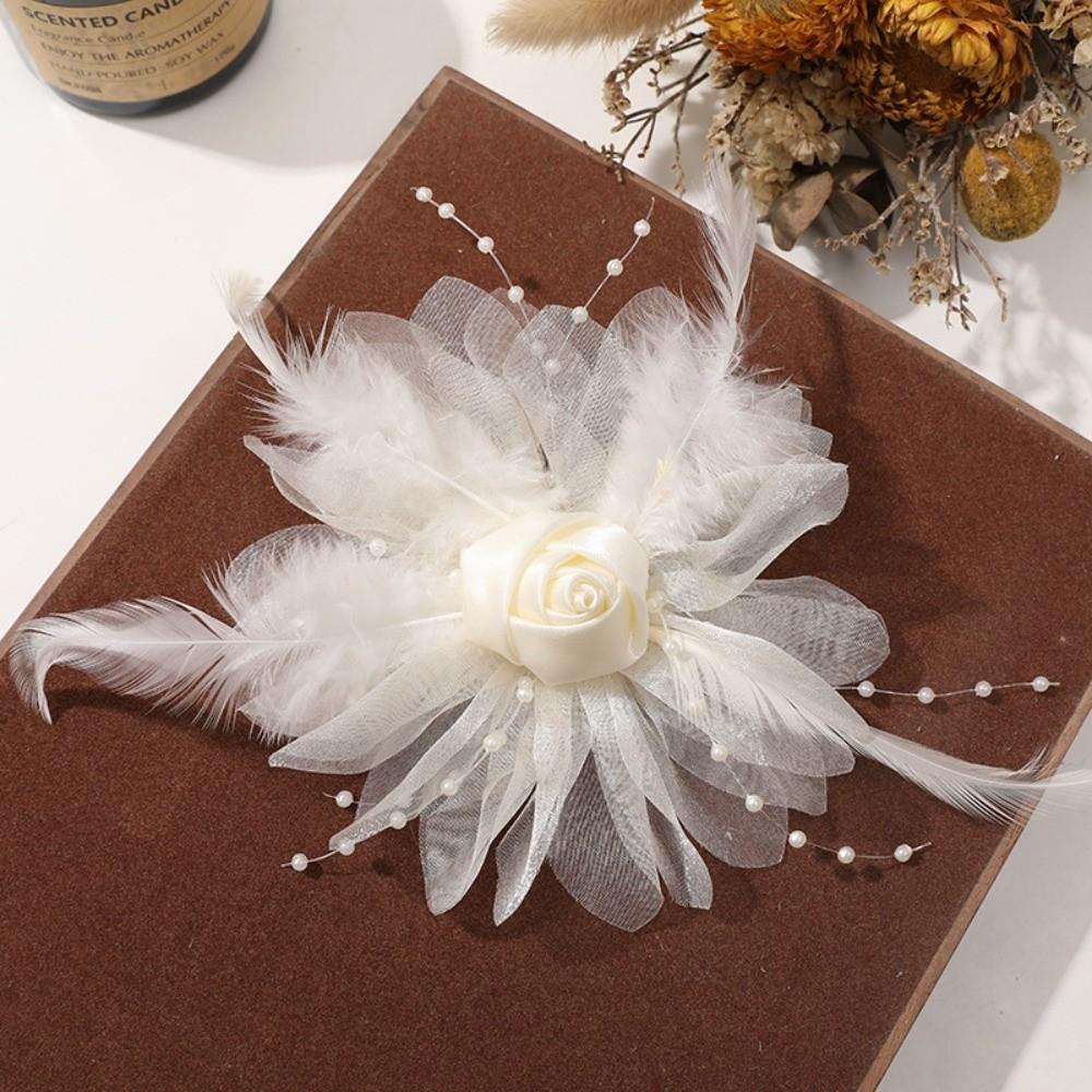 Multi Use Design Pearl Feather Hair Accessory Floral Clothing Accessory For Dress Decor