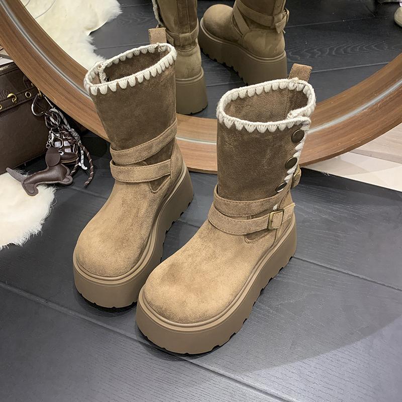 Fashion Winter Platform Thick Sole Women Snow Boots Chunky Style Women's Fur Shoes Female Comfort Keep Warm Cotton Short Booties
