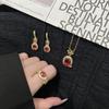 Elegant Retro Ruby Necklace, Luxury Ring & Versatile Studs: Women's Jewelry Set