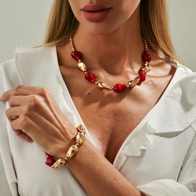 Collier Polyvalent Rétro Dégradé Doux Cool Résine Baroque CCB Irrégulier Chaîne Clavicule Accrocheur Flatteur Clavicule Tout-Allant Bijoux Quotidien
