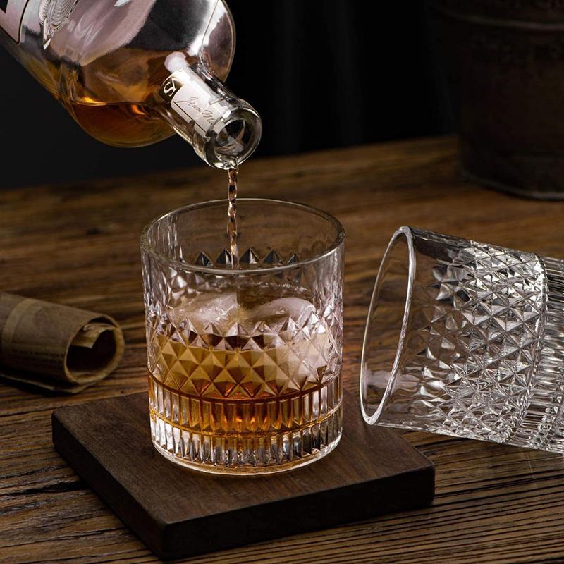 Glass Drinkware Whiskey Cup Vertical Grain Transparent Crystal Glass Brandy Classical Style Wine Relief Glasses Wholesale Cups