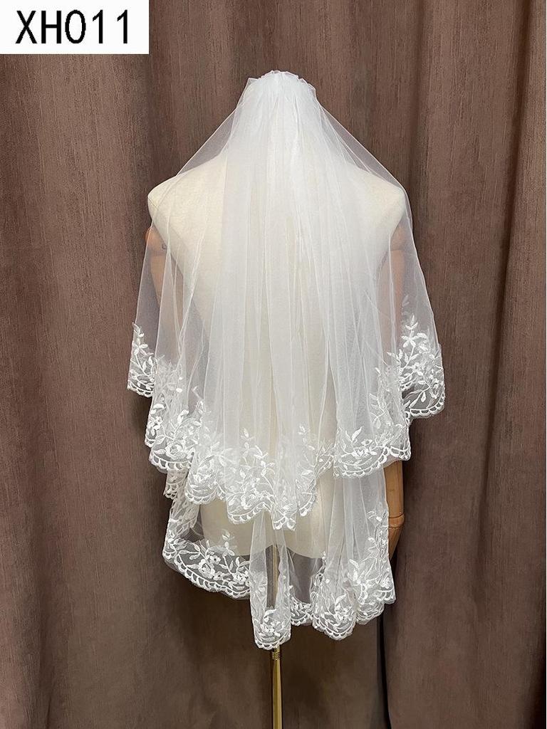 Double Layer Bridal Veil with Sequin Lace Trim