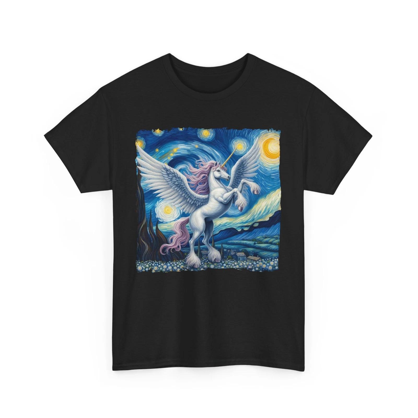 Unicorn Starry Night | Classic Artwork T-Shirt | Starry Night’s Swirling Sky 2XL