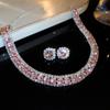Elegant Rhinestone Square Earrings & Necklace Set – Light Luxury Clavicle Chain Jewelry for Fashionable Evening Wear