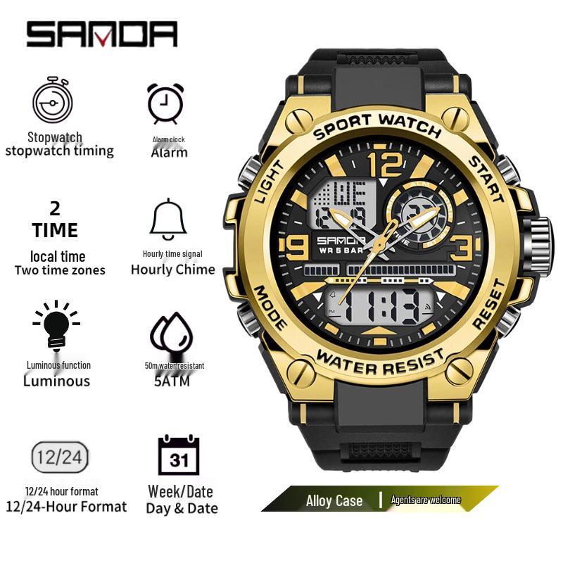 Sanda Youth Tactical Luminous Multifunction Waterproof Men's Electronic Watch