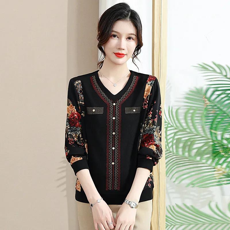 Women S Long Sleeve T Shirt Loose Fit Autumn Basic Top For Middle Aged Mom