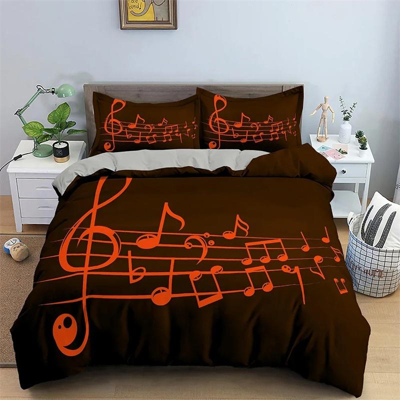 3D Print Musical Symbols Bedding Set,Duvet Cover Comforter Bed Set Quilt Cover Pillowcase,King Queen Twin Size Boys Girls Adults
