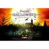 1pc Orenge Halloween Party Backdrop Moon Pumpkin Bats Witch Dustproof Banner for Halloween Themed Party Background Decoration