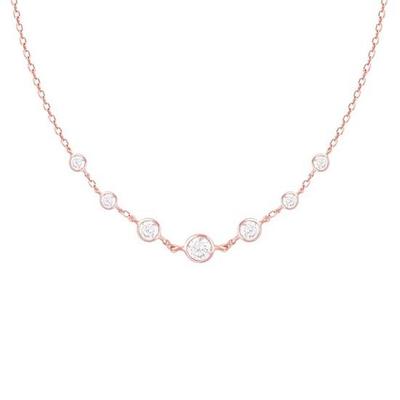 Silver Rose Gold Zircon Studded Necklace Gifts for Women Girls
