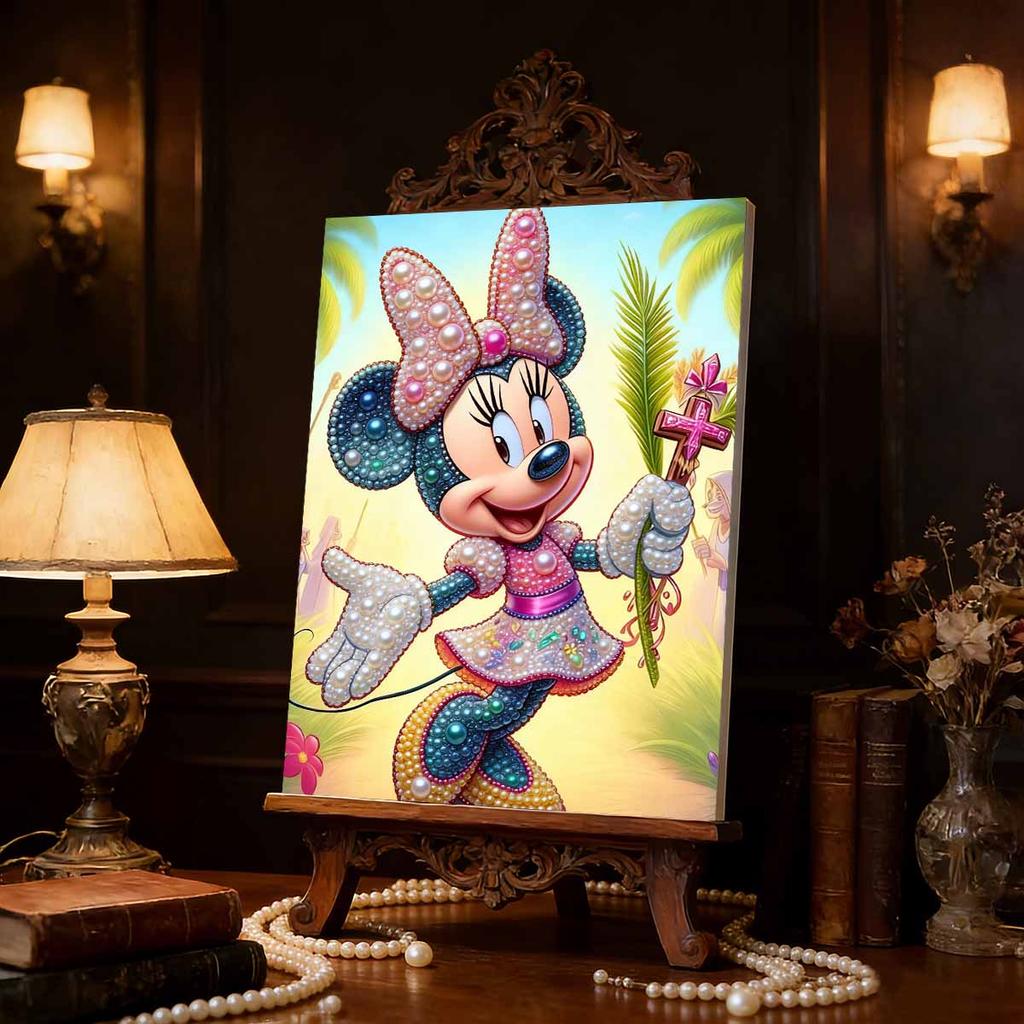 Disney Pearl Painting Minnie Easter Palm Cross Creative Art 5D Pearl Embroidery Cross Stitch Kit Handmade DIY Home and Room Decor Gift