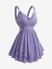 Rosegal Plus Size Cowl Neck O-Ring Lace Up Ruffles Marled Tank Top