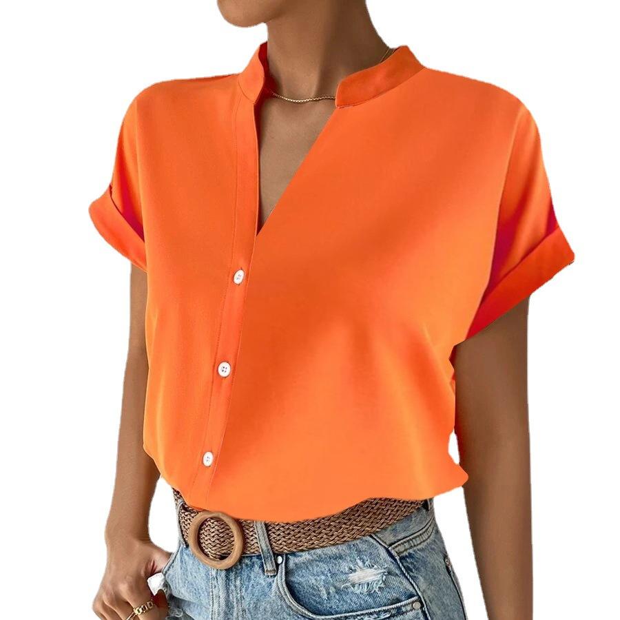 Women's Fashion Shirt Summer Simple V-neck Women's Shirt Shirt Women's Bottoming Shirt T-shirt