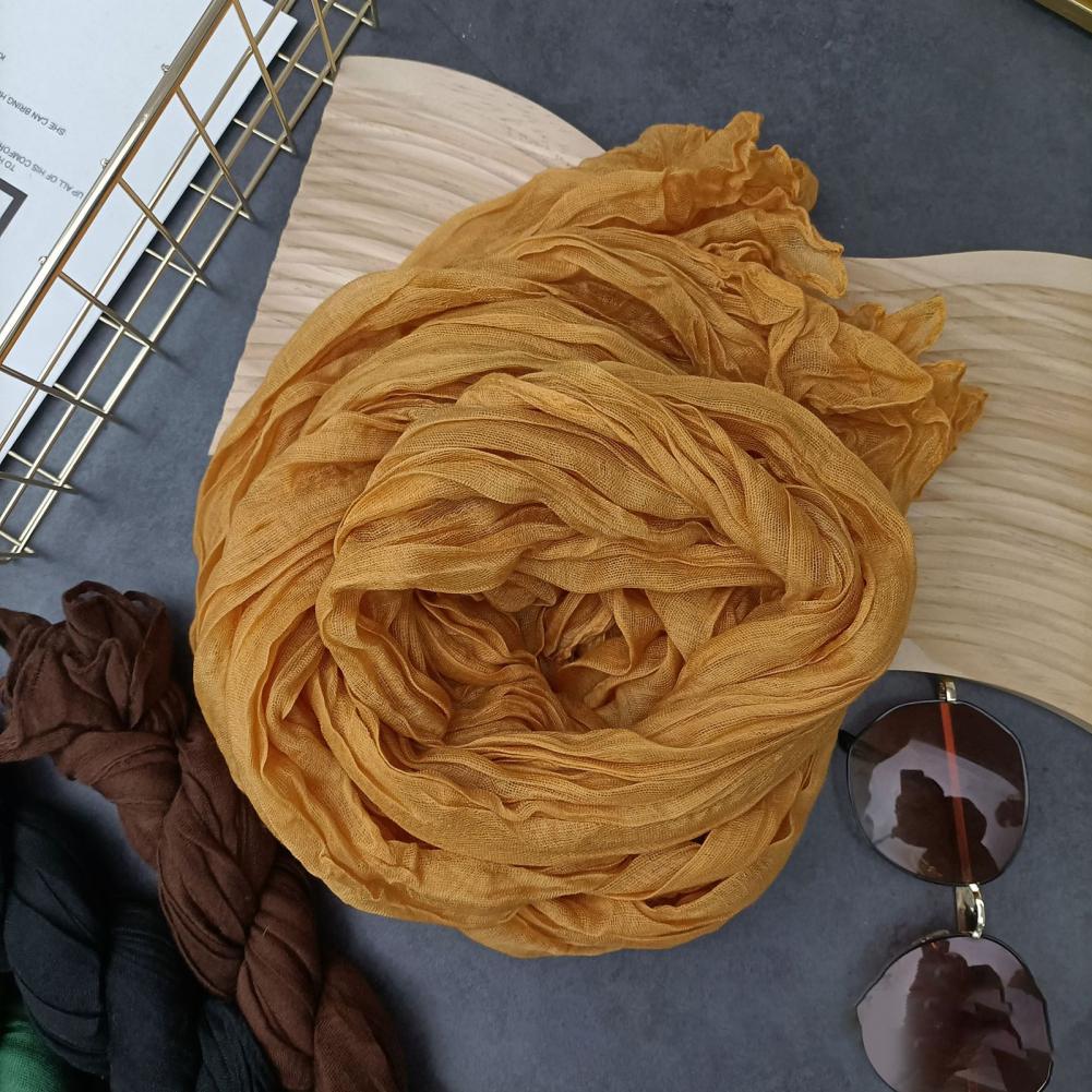 Women Scarf Solid Color Pleated Long Retro Autumn Winter Warm Long Scarf Soft Vintage Inspired Scarf