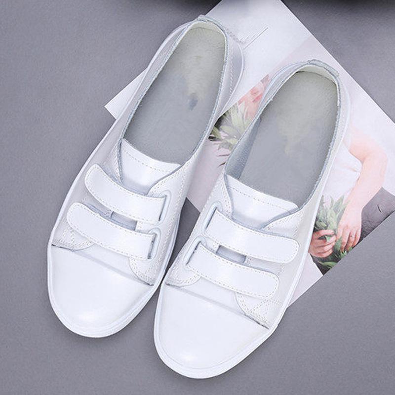 Spring Women Flats Ladies Slip On Ballet Flats Female Loafers Leather Shoes Women Casual Boat Shoes White Black Sneakers WSH3573