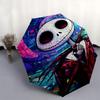 1 Automatischer Regenschirm Jack Skellington, Bunter 8-Speichen-Schirm mit Buntglas-Thema, Tragbar für Damen und Herren, Ein Kompakter Begleiter für den täglichen Weg, Geeignet