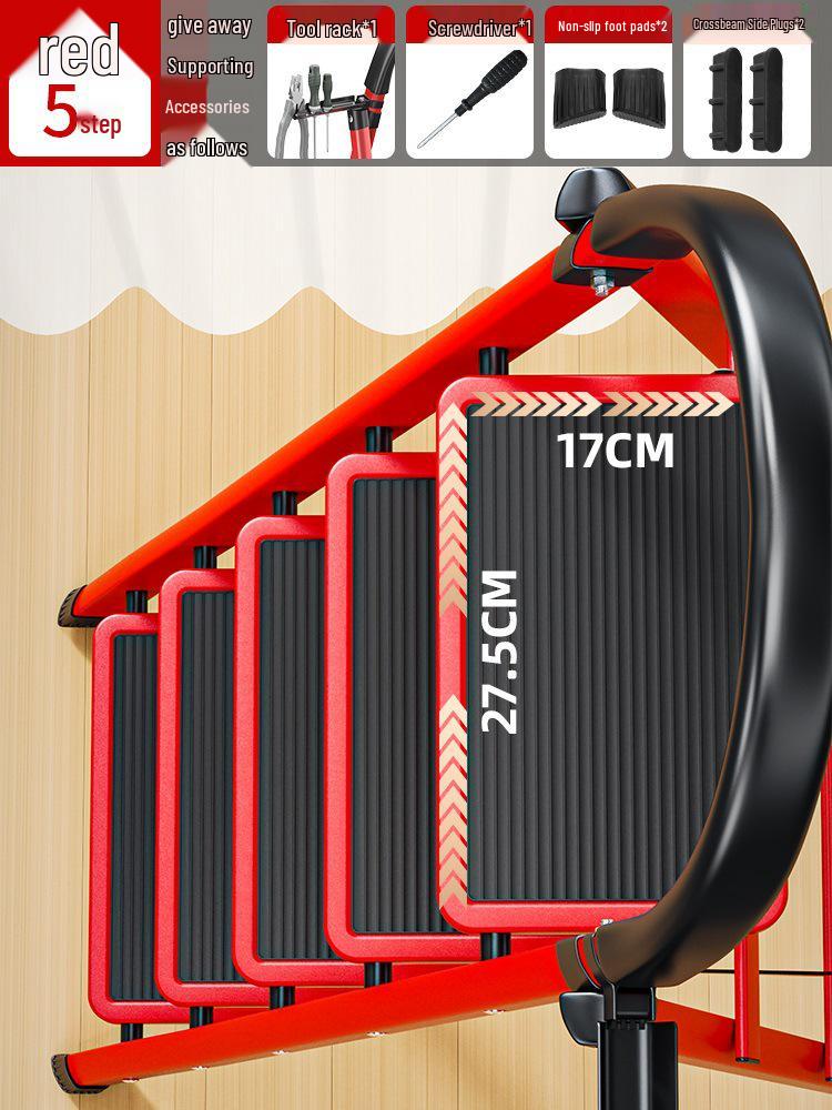 Four-Step Folding Telescopic A-Frame Ladder for Indoor Use