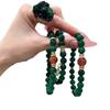 High-end Dark Green Jadeite Bracelet for Women, Natural Red Agate Crystal Beaded Bracelet, Light Luxury