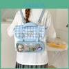 Zaino Cinnamoroll per Bambine in Materiale PVC con Design a Quadri Blu per Uso Quotidiano
